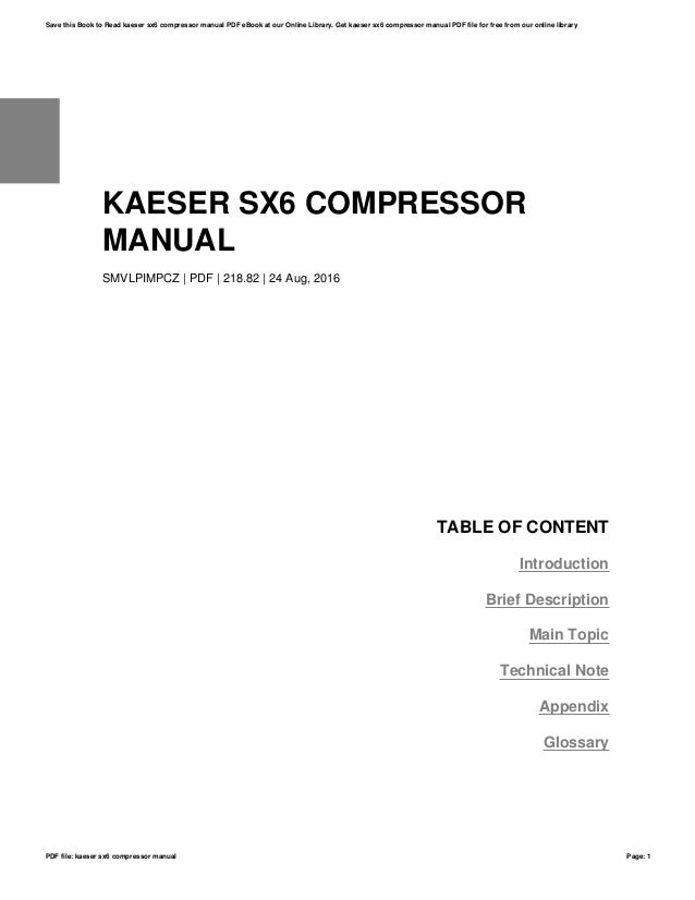 Kaeser Sx6 Compressor Manual Ebook